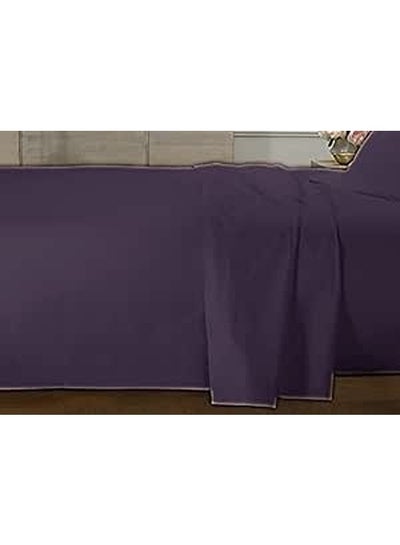 اشتري Cotton Home Super Soft Bed Fitted 260x240Cm/103x95Inch, King Size High Quality Polyester Mattress Cover - Extra Soft - Easy Fit Highly Breathable Bedding & Linen Cover Violet في الامارات