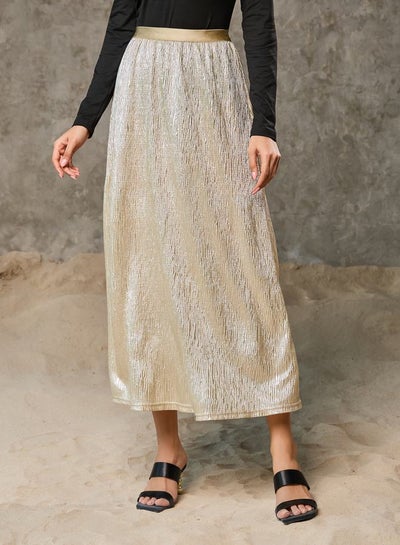 Buy Shimmer Textured A-Line Maxi Skirt in Saudi Arabia