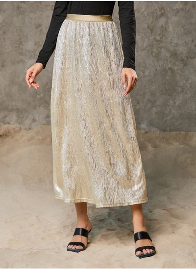 Buy Shimmer Textured A-Line Maxi Skirt in Saudi Arabia