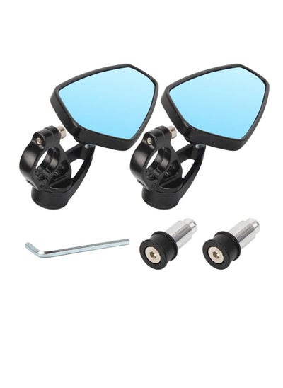 Buy Motorcycle Modified Rear View Mirrors universal 22mm reversing Handlebar End MirrorCNC Rearview Mirror Motorcycle Oval Aluminum Rearview Mirrors (Blue Mirror) in UAE