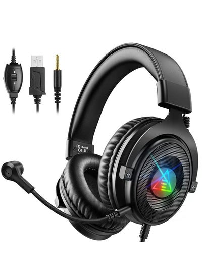 Buy E900 DL RGB Gaming Headset for PC,PS5 - Computer Headset with Detachable Noise Cancelling Mic, 7.1 Surround Sound, 50MM Driver - Headphones with Microphone in Egypt
