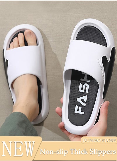 Buy Men's Slipper Thick Sole Non-Slip Bath Slippers Open Toe Shower Slippers House Bedroom Slippers Flat Slipper for Spa Bath Pool Gym House Sandals for Indoor & Outdoor in Saudi Arabia