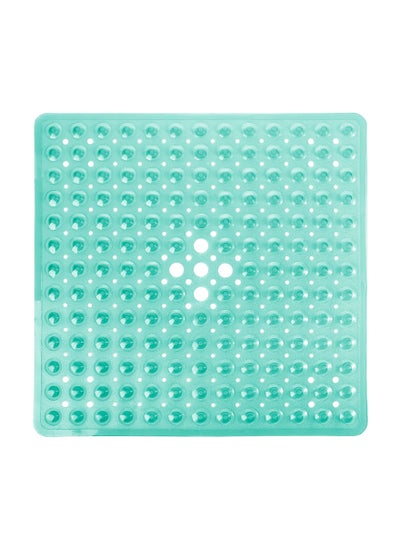 اشتري Shower Mat for Bathtub, 21 x 21 Inches Bath Tub Square Mats, Non-Slip with Drain Holes, Suction Cups, BPA, Latex, Phthalate Free, Machine Washable (Clear Green) في السعودية