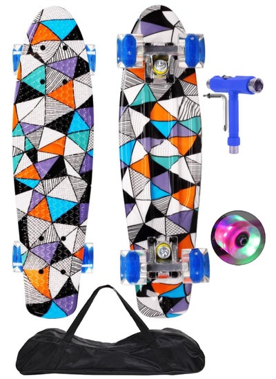 Buy 22" Pany Skateboard PU Flash Wheels Fish Shape With Carry Bag & Tool, Blue Triangle in Egypt