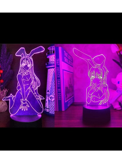 اشتري 3D Senpai Mai Sa-kuraj-ima Kaw-aii Led Anime Night Light Illusion Lamp Remote Control Boys Bedroom Deco 16 Color Changing Sleep Lamp في الامارات