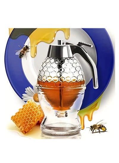 اشتري 1pc Honey Dispenser No Drip Maple Syrup Dispenser Pretty Honey Comb Shape Honey Jar Honey Jar With Stand Large Bee Decor Weird Gadget Unusual Items Table Decoration Party Supplies Kitchen Supplies في السعودية