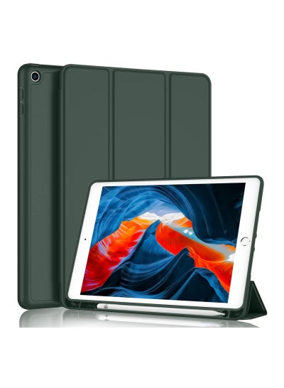 Buy iPad 9th Generation Case 2021/iPad 8th Generation Case 2020 10.2-10.5 Inch with Pencil Holder, iPad 7th Gen 2019 Case with Soft Baby Skin Silicone Back, Auto Wake/Sleep Cover(Dark Green) in Egypt
