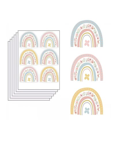 اشتري Flower Mini Rainbow Bohemian Decal, Room Decoration DIY Stickers Children's Baby PVC Wall Stickers Waterproof and Stick Rainbow Mural Stickers Vinyl Kids Wall Decor Art (6 Pieces) في السعودية