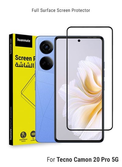 Buy Edge to Edge Full Surface Screen Protector For Tecno Camon 20 Pro 5G Black/Clear in Saudi Arabia