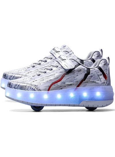 Buy USB Chargable LED Light Up Roller Shoes Wheeled Skate Sneaker Shoes for Boys Girls Kids in Saudi Arabia