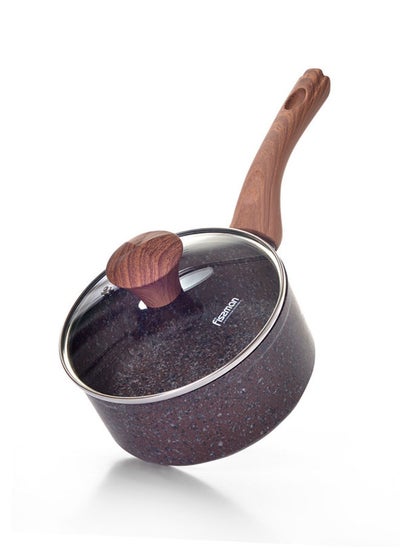 Buy Saucepan Magic Brown 16x7.8cm/1.4 Ltr With Glass Lid With Induction Bottom (Aluminium With Non-Stick Coating) in UAE