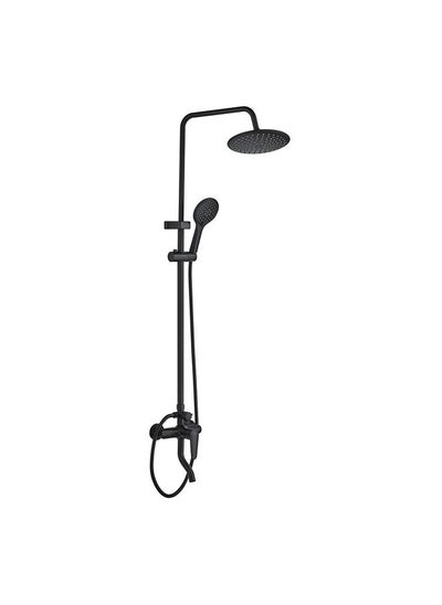 اشتري Danube Home Sam Rain Shower Complete Set Round Shape, Brass Shower Column Head Complete Set Rain Shower With Single Handle Faucet, Handheld Shower And Slide L 75.5 x W 34 x H 72 Cm Black في الامارات