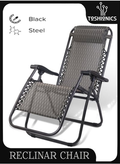 Buy Outdoor zero gravity folding recliner chair with premium fabric weather resistant sun lounger steel tube non slip foot rest and and adjustable headrest to provide you with total comfort for outdoor in UAE