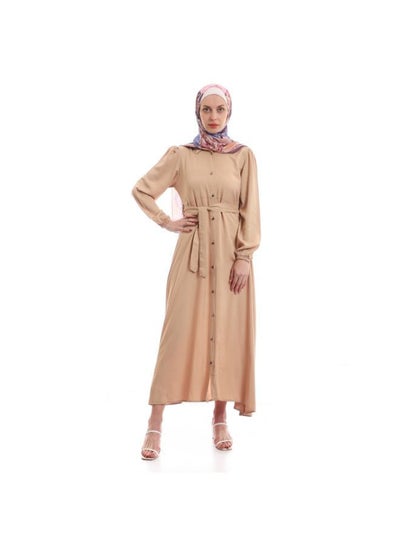 Buy Turn Down Collar Simple Buttoned Beige Dress in Egypt