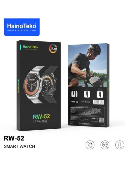 Buy Smart Watch AMOLED Screen -HainoTeko WATCH RW-52 - Modern and Stylish Design with High Quality Materials.Compatible with All Phones.With 3 Pairs of Straps in Egypt