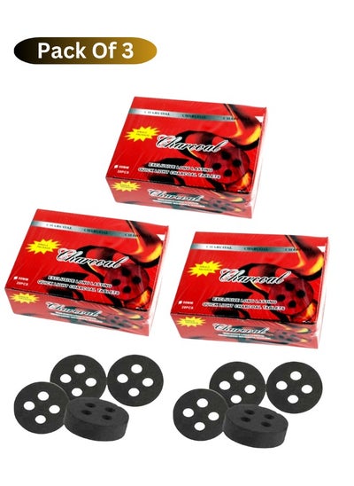 Buy Charcoal 60 Pcs 3 Boxes Charcol lite Smart Tablets Bakhoor 50 MM Compo Sett RED LUCKY-4P in UAE