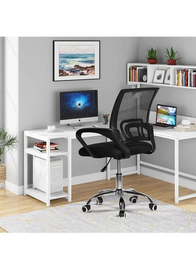 Buy Office Mid Back Desk Chair Computer Ergonomic Mesh Chair with Armrest Swivel and Lumbar Support in UAE