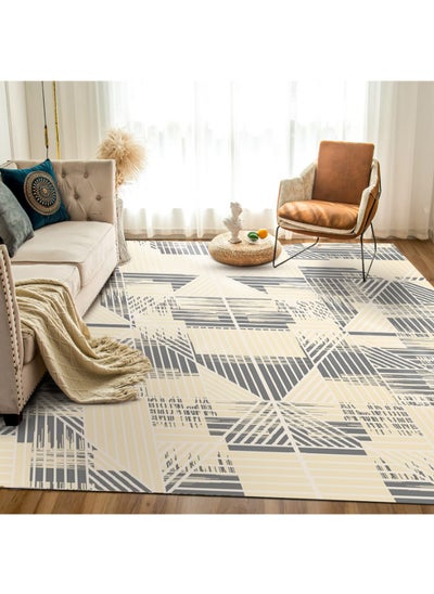 Buy Interior Luxurious Modern Rectangular Anti-Slip Carpet Made of High Quality Polyester in UAE