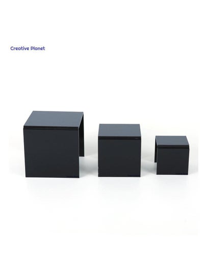 اشتري Creative Planet Black -Acrylic Display Riser for Figurines, Pastry, Cake, Dessert. Table Decorations. (Square - 3", 4", 5") في الامارات