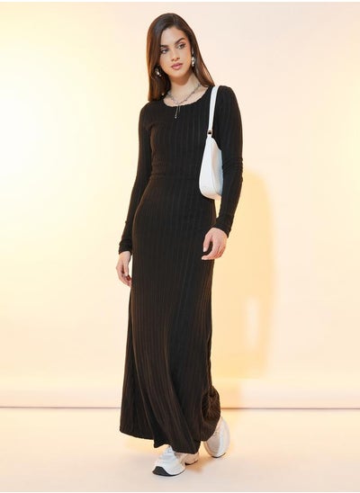 Buy Textured Knit A-Line Maxi Dress in Saudi Arabia