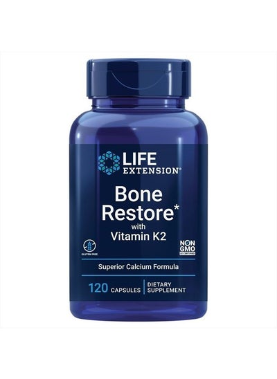 اشتري Bone Restore + Vitamin K2 Vitamins & Minerals Maintain Bone Health & Strength - Fortifying Nutrients Calcium, D3 & Important Bone Building Minerals - Non-GMO, Gluten-Free -120 Capsules في الامارات