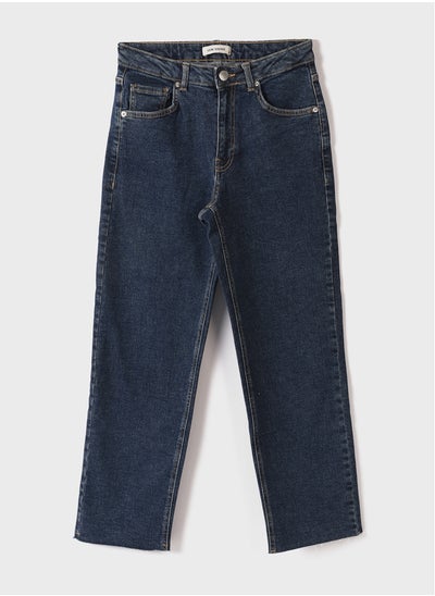 Buy High Waisted Straight Fit Women's Denim Trousers in Egypt