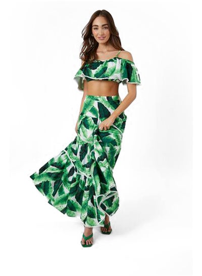 اشتري Tiered Tropical Leaf Maxi Skirt في مصر