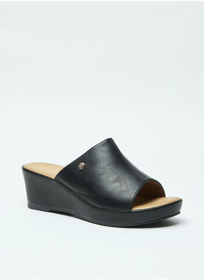 اشتري Logo Accent Slip-On Sandals with Wedge Heels في الامارات