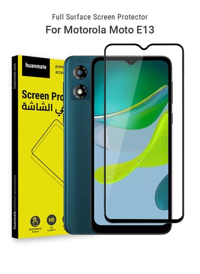 Buy Edge to Edge Full Surface Screen Protector For Motorola Moto E13 Black/Clear in Saudi Arabia