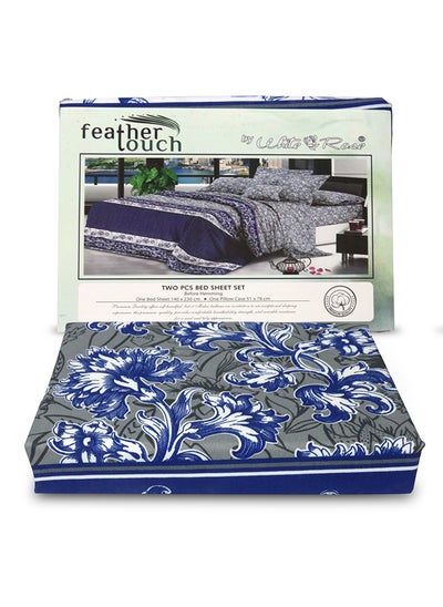 Buy Feather Touch Single Bedsheet Set Printed Microfiber 125Gsm With Ultra Soft Touch 1 Single Flat Bed Sheet (140 x 230 cm) And 1 Pillow Case (51 x 76 cm)Printed Design Multi Color in UAE