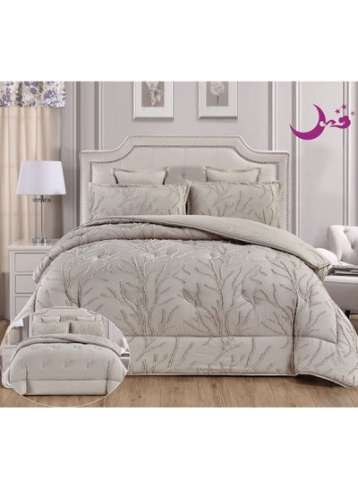 Buy Double quilt set, summer mattress, system, 6 pieces, fixed medium filling, size 220 by 240 cm in Saudi Arabia