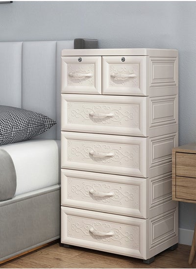 Buy White Plastic Drawers Storage Cabinet with 6 Drawers,Kids Plastic Drawer Storage, Closet Drawers Organizer for Clothes,Playroom,Bedroom Furniture. in Saudi Arabia