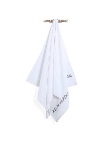 اشتري Hotel Chain Embroidery Bath Sheet, White & Silver - 500 GSM, 85x165 cm في الامارات