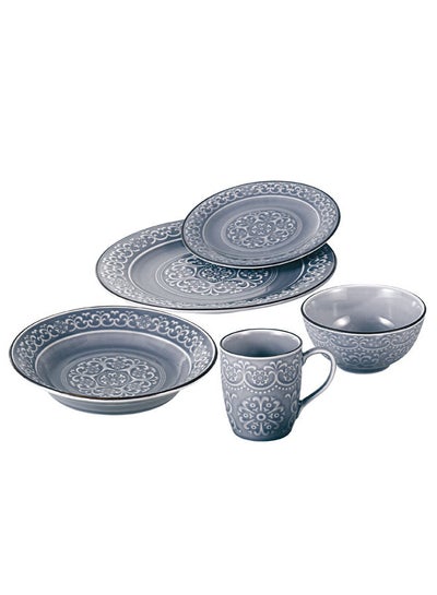 Buy 20-Piece Porcelain Dinnerware Set Grey in Saudi Arabia