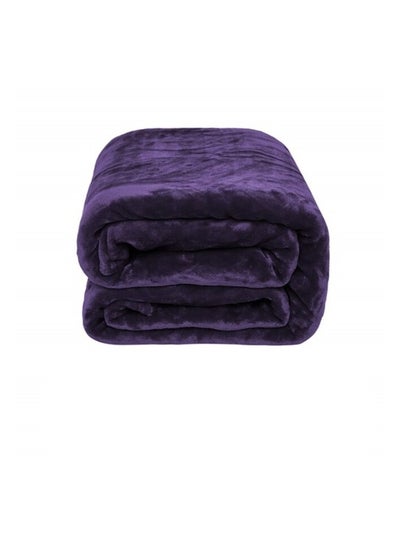 Buy Silky Plain Microfiber Bed Blanket Single Size Purple in UAE
