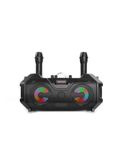 Buy MYK ZQS4240 Wireless Bluetooth Speaker With Colorful LED Light And Dual Wireless Microphone Black in UAE