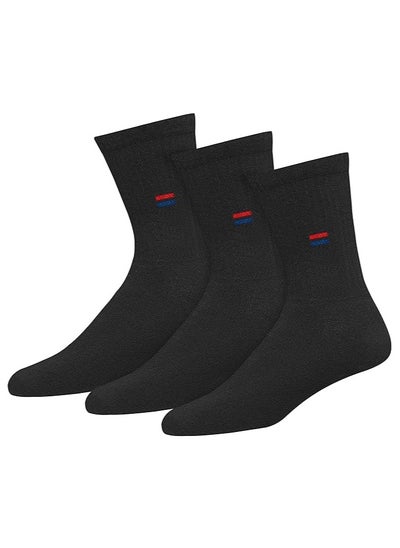 Buy NAVYSPORT Men's Solid Cotton Cushion Comfort Crew Socks, Pack of 3 (Free Size, Black) in UAE