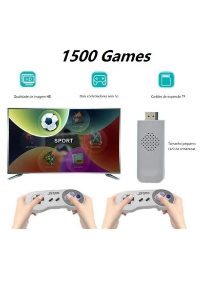 Buy 4K HD video game console, dual 2.4G wireless controllers, plug-and-play video game stick, built-in 1500 games, retro handheld game console in Saudi Arabia