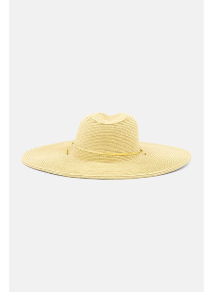 اشتري Women Wide Brim Panama Hat, Tan/Golden في الامارات