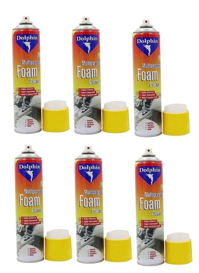 Buy Dolphin Multipurpose Foam Cleaner 650ml Pack Of 6, with 6 Free Cleaning Cloth in UAE