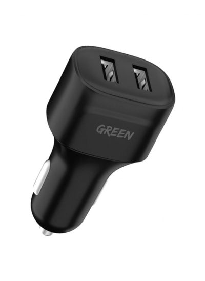 اشتري Green Dual Port Car Charger 12W - Black في الامارات