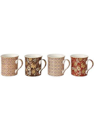 Buy Fler China Mugs, Multicolour - 300ml, Set of 4 in UAE