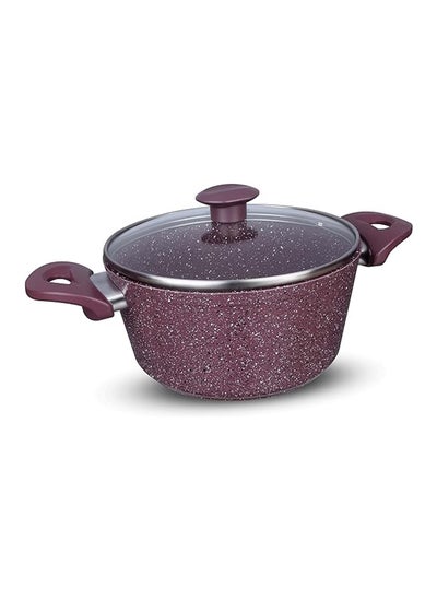 Buy Top Chef Pot Granite Size 28 Burgundy Glass Lid in Egypt