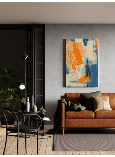 Buy Abstract Blue Canvas Blue Orange Wall Art Printed canvas wall art 90x60 in Egypt