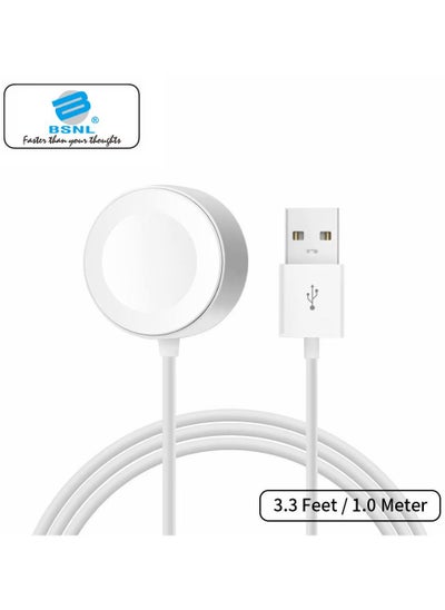 Buy USB Magnetic Wireless Charger Adapter For Apple Watch Series 7/SE/6/5/4/3/2/1 White in UAE