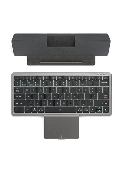 Buy Full Size Wireless Bluetooth Keyboard with Hidden Touchpad , (Sync Up to 3 Devices) Portable Keyboard with Bluetooth Connection PU Tablet Stand Bluetooth Keyboard for Windows iOS Android Mac, Black in Saudi Arabia