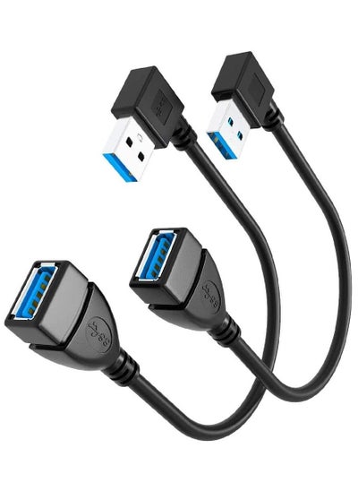 Buy USB Extension Cable, USB 3.0 Male to Female Extension Data Cable Left and Right 90 Degree Angle 2PCS Upgraded Version(20CM,8IN) in Saudi Arabia