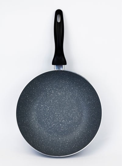 Buy 26cm Aluminium Pressed Wok Pan Non- Stick, Induction, Marble coated in UAE