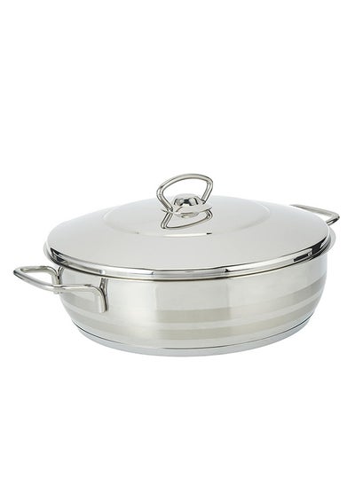 Buy Estra Stainless Steel Low Cooking Pot 26CM Silver With 5 Induction Layers Bottom in Saudi Arabia