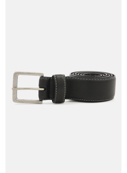 Buy Men Contrast Stitch Leather Belts, Black in UAE